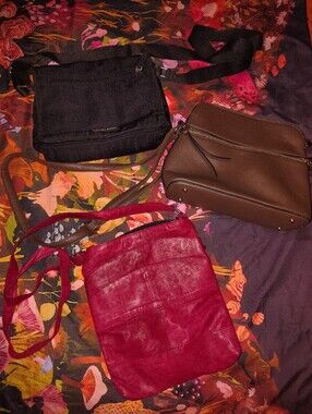 Women’s Red, Brown And Black Crossbody Bag Bundle